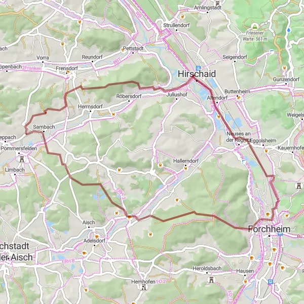Karten-Miniaturansicht der Radinspiration "Entdeckungstour nach Köttmannsdorf und Schweinbach" in Oberfranken, Germany. Erstellt vom Tarmacs.app-Routenplaner für Radtouren