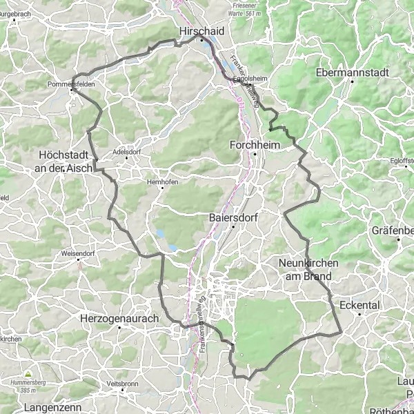 Karten-Miniaturansicht der Radinspiration "Panorama-Tour Oberfranken - Straßentour" in Oberfranken, Germany. Erstellt vom Tarmacs.app-Routenplaner für Radtouren