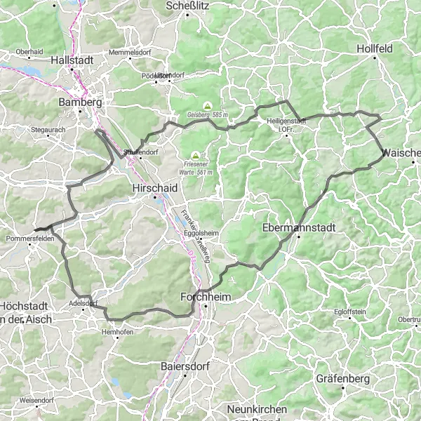 Karten-Miniaturansicht der Radinspiration "Abenteuerliche Radtour durch Oberfranken" in Oberfranken, Germany. Erstellt vom Tarmacs.app-Routenplaner für Radtouren