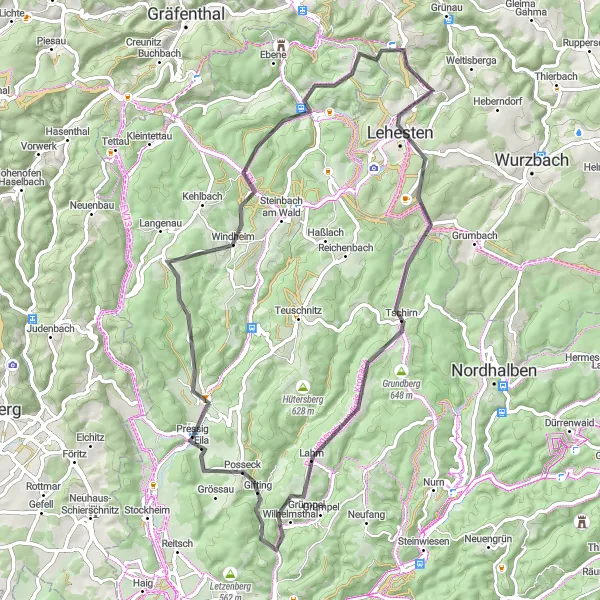 Karten-Miniaturansicht der Radinspiration "Auf den Spuren alter Burgen - Road Tour" in Oberfranken, Germany. Erstellt vom Tarmacs.app-Routenplaner für Radtouren