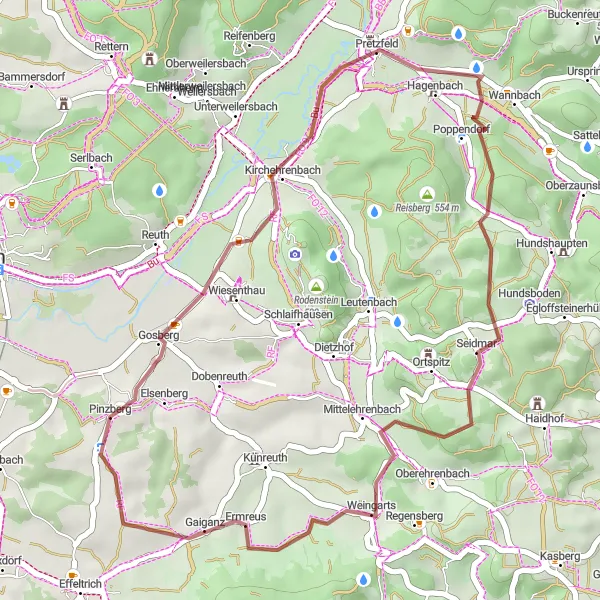 Map miniature of "Rabenberg Escape" cycling inspiration in Oberfranken, Germany. Generated by Tarmacs.app cycling route planner