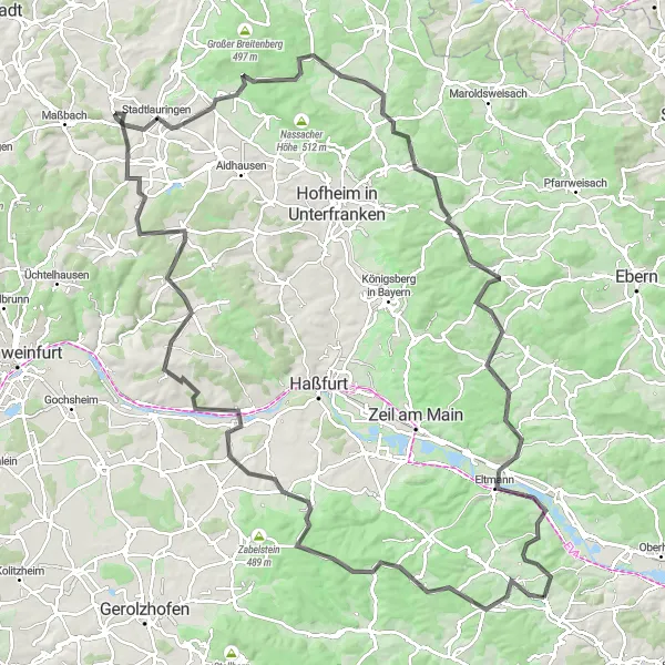 Map miniature of "Priesendorf Loop" cycling inspiration in Oberfranken, Germany. Generated by Tarmacs.app cycling route planner