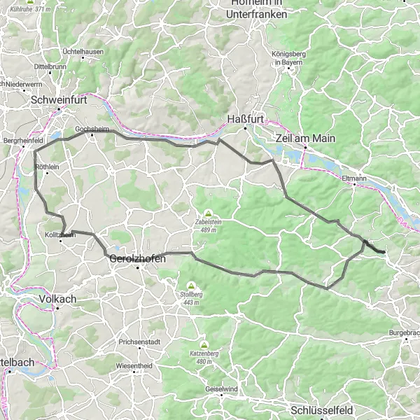 Map miniature of "Road Cycling Tour through Oberfranken" cycling inspiration in Oberfranken, Germany. Generated by Tarmacs.app cycling route planner