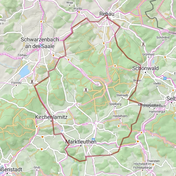 Map miniature of "Forest Adventure" cycling inspiration in Oberfranken, Germany. Generated by Tarmacs.app cycling route planner