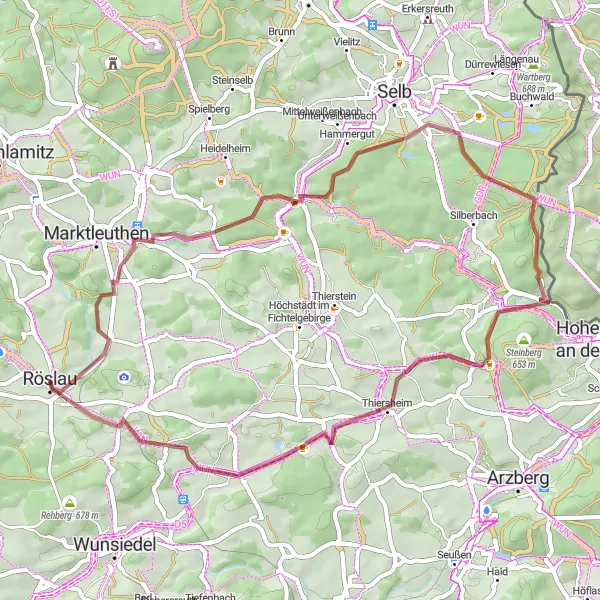 Map miniature of "Hengstberg Loop" cycling inspiration in Oberfranken, Germany. Generated by Tarmacs.app cycling route planner