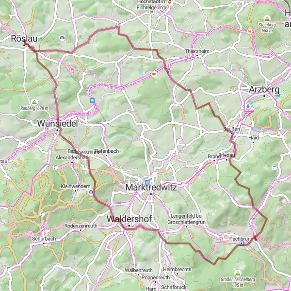 Karten-Miniaturansicht der Radinspiration "Abenteuerliche Gravel-Tour durch Oberfranken" in Oberfranken, Germany. Erstellt vom Tarmacs.app-Routenplaner für Radtouren