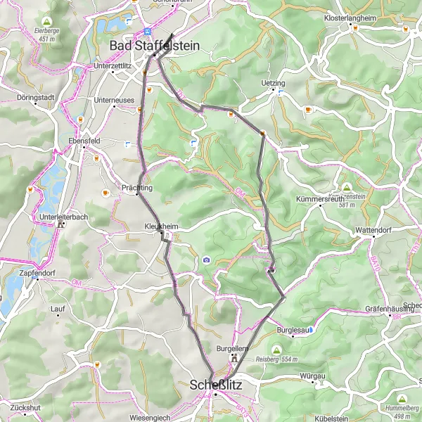 Map miniature of "Scheßlitz Schweisdorf Loop" cycling inspiration in Oberfranken, Germany. Generated by Tarmacs.app cycling route planner