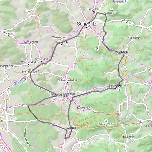 Karten-Miniaturansicht der Radinspiration "Rundtour um Scheßlitz" in Oberfranken, Germany. Erstellt vom Tarmacs.app-Routenplaner für Radtouren