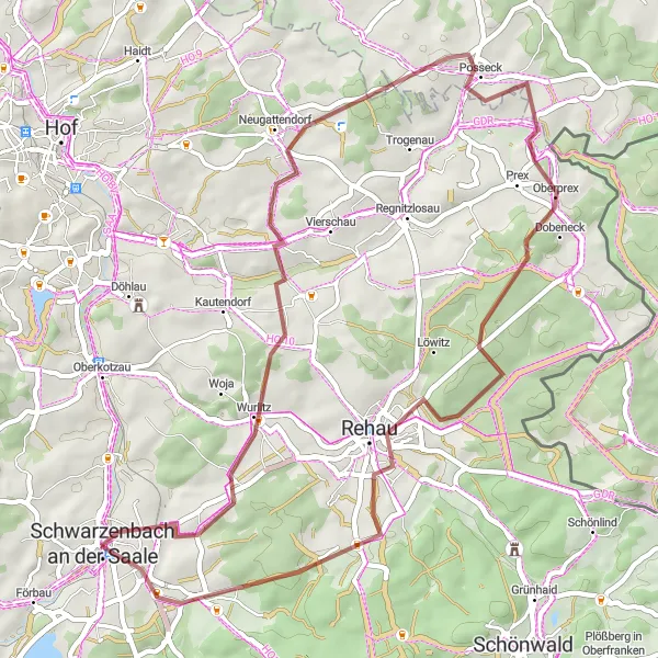 Map miniature of "Schloßgattendorf Loop" cycling inspiration in Oberfranken, Germany. Generated by Tarmacs.app cycling route planner