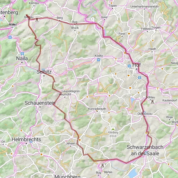 Karten-Miniaturansicht der Radinspiration "Gravelroute durch Oberfranken" in Oberfranken, Germany. Erstellt vom Tarmacs.app-Routenplaner für Radtouren