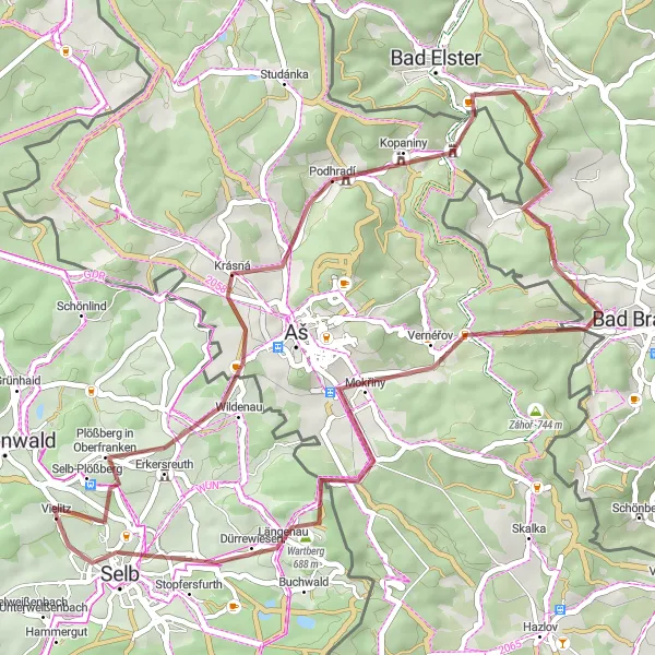 Karten-Miniaturansicht der Radinspiration "Grenzüberschreitende Entdeckungstour" in Oberfranken, Germany. Erstellt vom Tarmacs.app-Routenplaner für Radtouren