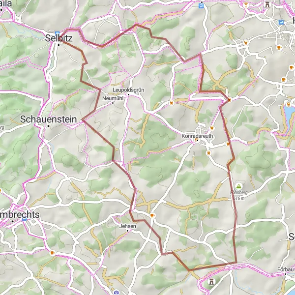 Karten-Miniaturansicht der Radinspiration "Entdeckungstour durch die Natur von Oberfranken" in Oberfranken, Germany. Erstellt vom Tarmacs.app-Routenplaner für Radtouren