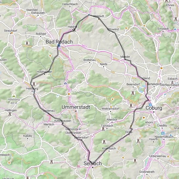 Karten-Miniaturansicht der Radinspiration "Entdecken Sie die Schönheit von Oberfranken" in Oberfranken, Germany. Erstellt vom Tarmacs.app-Routenplaner für Radtouren