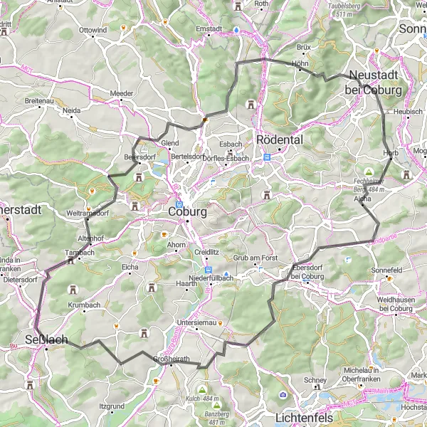 Karten-Miniaturansicht der Radinspiration "Straßenroute - Auf den Spuren der Naturwunder" in Oberfranken, Germany. Erstellt vom Tarmacs.app-Routenplaner für Radtouren