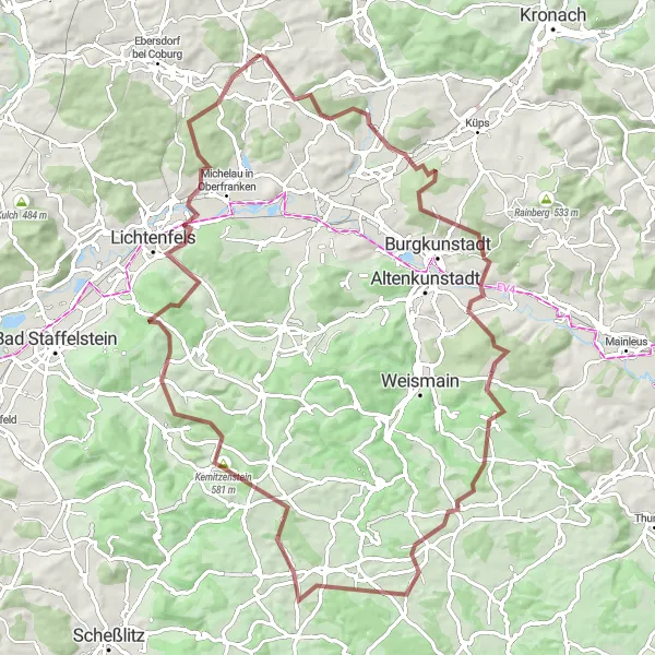 Karten-Miniaturansicht der Radinspiration "Erkundung von Staffelberg und Umgebung" in Oberfranken, Germany. Erstellt vom Tarmacs.app-Routenplaner für Radtouren