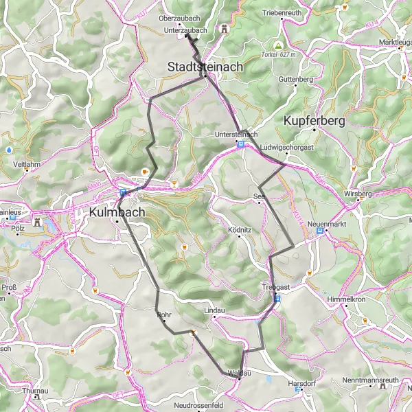 Karten-Miniaturansicht der Radinspiration "Kulturhistorische Rundtour nach Kulmbach" in Oberfranken, Germany. Erstellt vom Tarmacs.app-Routenplaner für Radtouren