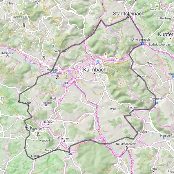 Map miniature of "Cycling Through Trebgast and Mainleus" cycling inspiration in Oberfranken, Germany. Generated by Tarmacs.app cycling route planner
