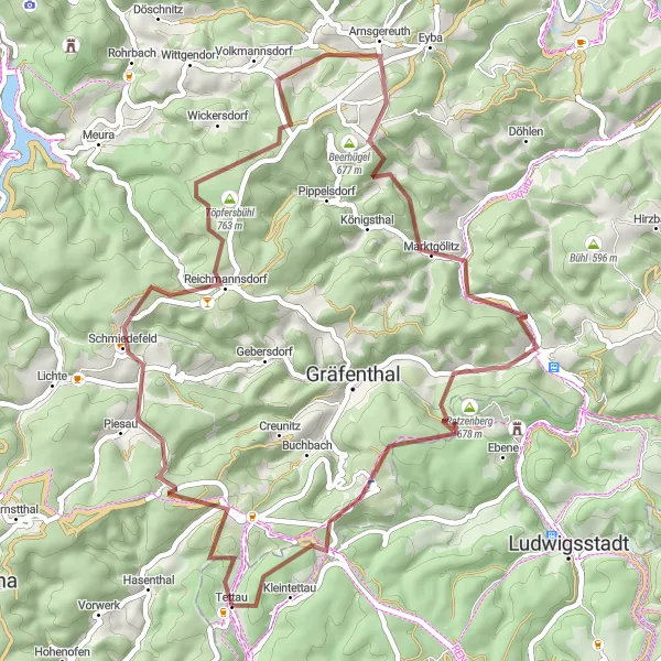 Karten-Miniaturansicht der Radinspiration "Legenden des Frankenwaldes auf zwei Rädern" in Oberfranken, Germany. Erstellt vom Tarmacs.app-Routenplaner für Radtouren