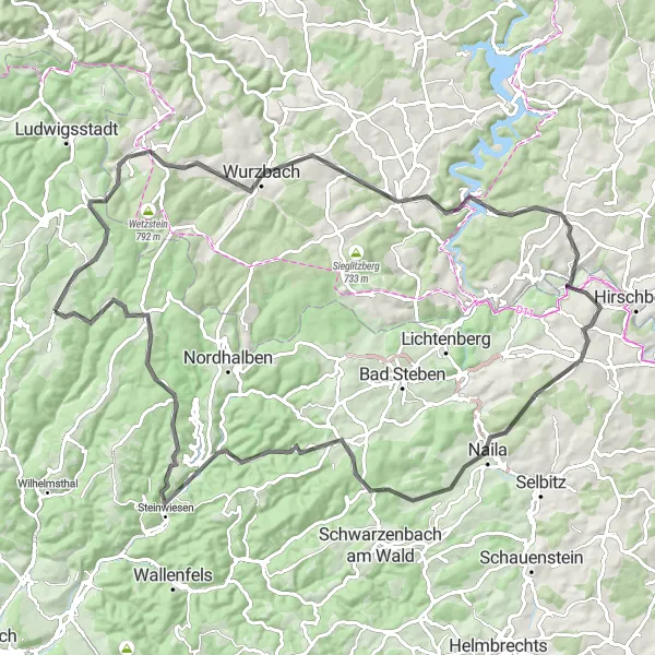 Map miniature of "The Ultimate Road Challenge" cycling inspiration in Oberfranken, Germany. Generated by Tarmacs.app cycling route planner