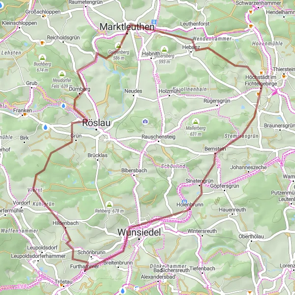 Karten-Miniaturansicht der Radinspiration "Fichtelgebirge Panorama Tour" in Oberfranken, Germany. Erstellt vom Tarmacs.app-Routenplaner für Radtouren