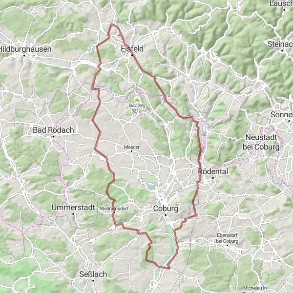 Karten-Miniaturansicht der Radinspiration "Entdeckungstour rund um Weitramsdorf" in Oberfranken, Germany. Erstellt vom Tarmacs.app-Routenplaner für Radtouren