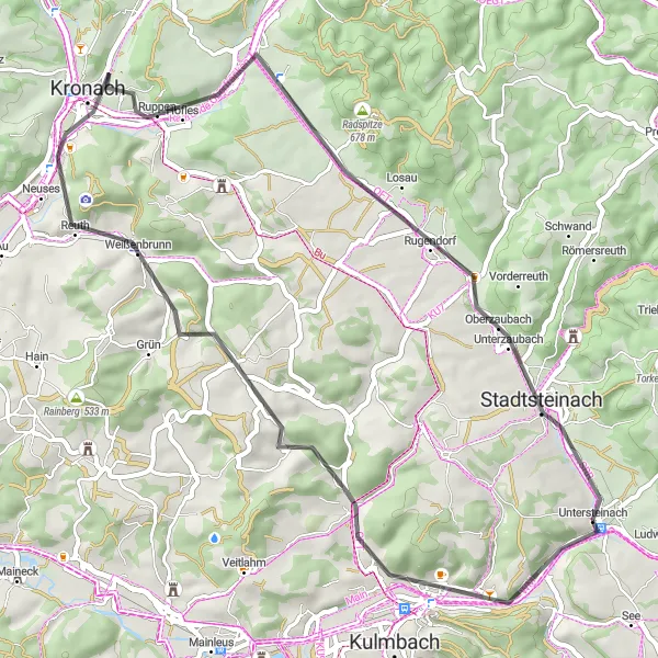 Karten-Miniaturansicht der Radinspiration "Entdeckungstour durch das Fichtelgebirge" in Oberfranken, Germany. Erstellt vom Tarmacs.app-Routenplaner für Radtouren