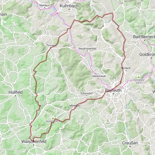 Karten-Miniaturansicht der Radinspiration "Gravel-Route Plankenfels - Schulstein" in Oberfranken, Germany. Erstellt vom Tarmacs.app-Routenplaner für Radtouren