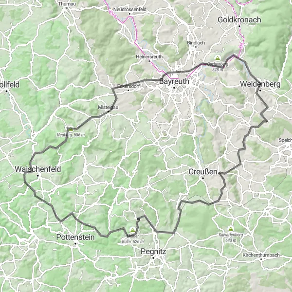 Karten-Miniaturansicht der Radinspiration "Road-Tour durch Oberfranken" in Oberfranken, Germany. Erstellt vom Tarmacs.app-Routenplaner für Radtouren