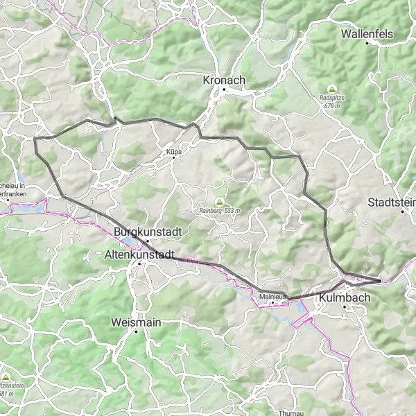 Map miniature of "Schmölz Loop" cycling inspiration in Oberfranken, Germany. Generated by Tarmacs.app cycling route planner
