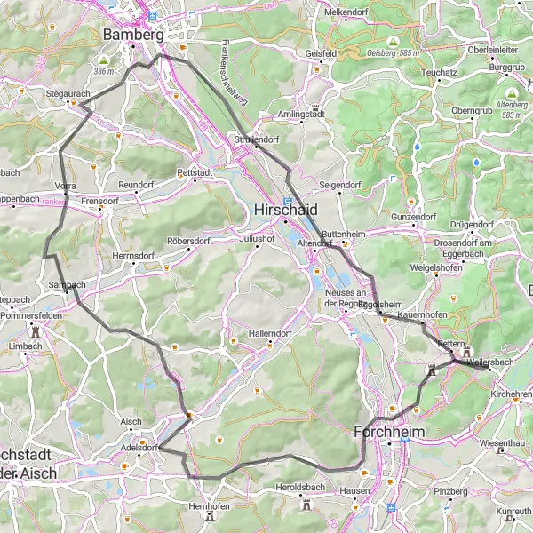 Karten-Miniaturansicht der Radinspiration "Road-Tour mit Ausblick" in Oberfranken, Germany. Erstellt vom Tarmacs.app-Routenplaner für Radtouren