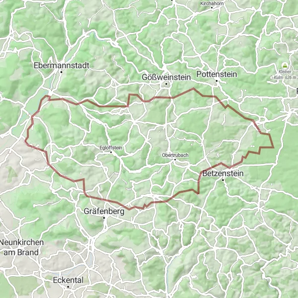 Karten-Miniaturansicht der Radinspiration "Panorama-Tour um Wiesenthau" in Oberfranken, Germany. Erstellt vom Tarmacs.app-Routenplaner für Radtouren