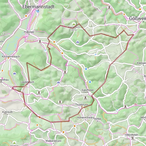 Map miniature of "Breathtaking Landscapes and Natural Wonders" cycling inspiration in Oberfranken, Germany. Generated by Tarmacs.app cycling route planner