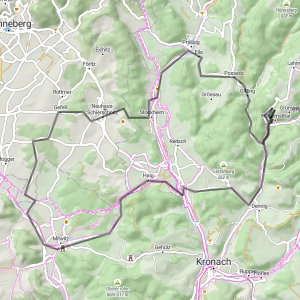 Karten-Miniaturansicht der Radinspiration "Idyllische Dörfer und malerische Landschaften" in Oberfranken, Germany. Erstellt vom Tarmacs.app-Routenplaner für Radtouren