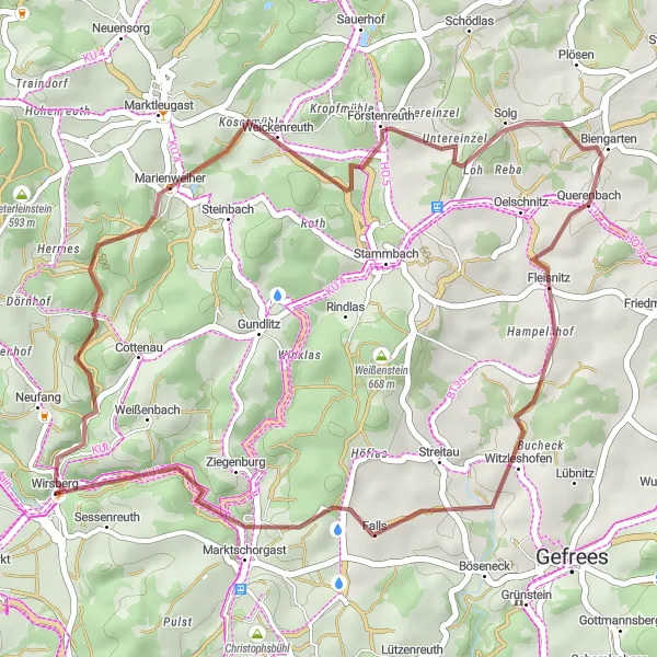 Karten-Miniaturansicht der Radinspiration "Abenteuerrunde um Marktschorgast" in Oberfranken, Germany. Erstellt vom Tarmacs.app-Routenplaner für Radtouren