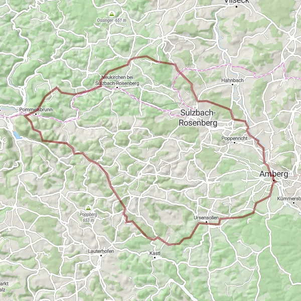 Map miniature of "Ursensollen Adventure" cycling inspiration in Oberpfalz, Germany. Generated by Tarmacs.app cycling route planner