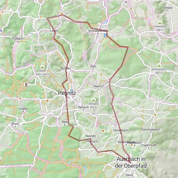 Karten-Miniaturansicht der Radinspiration "Entdeckungstour durch die Natur der Oberpfalz" in Oberpfalz, Germany. Erstellt vom Tarmacs.app-Routenplaner für Radtouren
