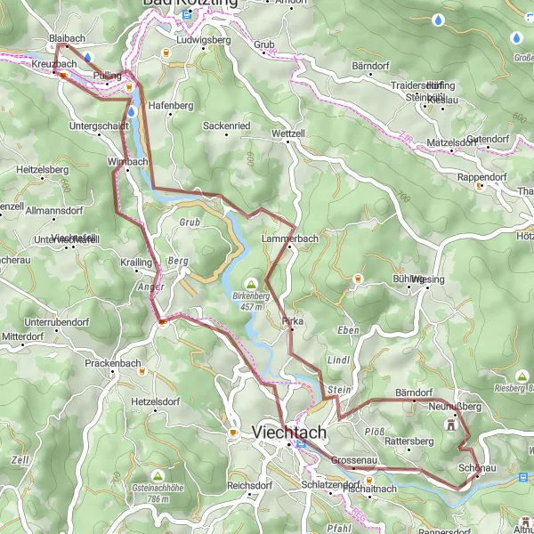 Map miniature of "Gravel Escape to Weißenregen" cycling inspiration in Oberpfalz, Germany. Generated by Tarmacs.app cycling route planner