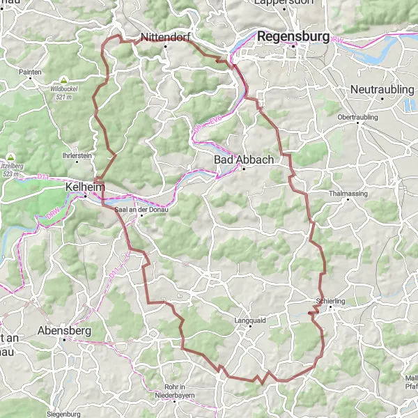 Map miniature of "Hoppefelsen Loop" cycling inspiration in Oberpfalz, Germany. Generated by Tarmacs.app cycling route planner