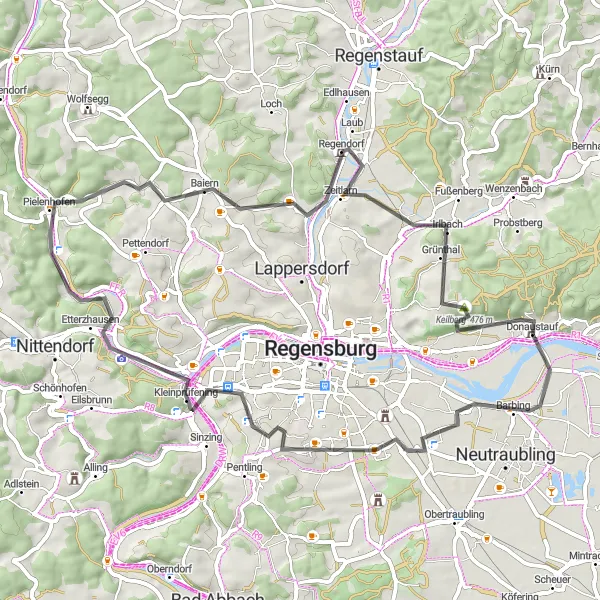 Map miniature of "Castle and Countryside Tour" cycling inspiration in Oberpfalz, Germany. Generated by Tarmacs.app cycling route planner