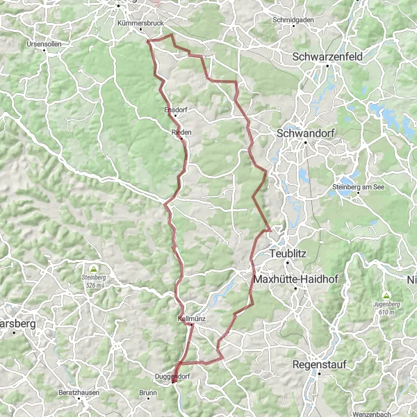 Karten-Miniaturansicht der Radinspiration "Natur und Abenteuerroute" in Oberpfalz, Germany. Erstellt vom Tarmacs.app-Routenplaner für Radtouren