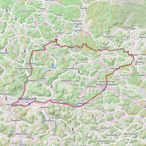 Karten-Miniaturansicht der Radinspiration "Sagenhafte Oberpfalz-Rundtour" in Oberpfalz, Germany. Erstellt vom Tarmacs.app-Routenplaner für Radtouren