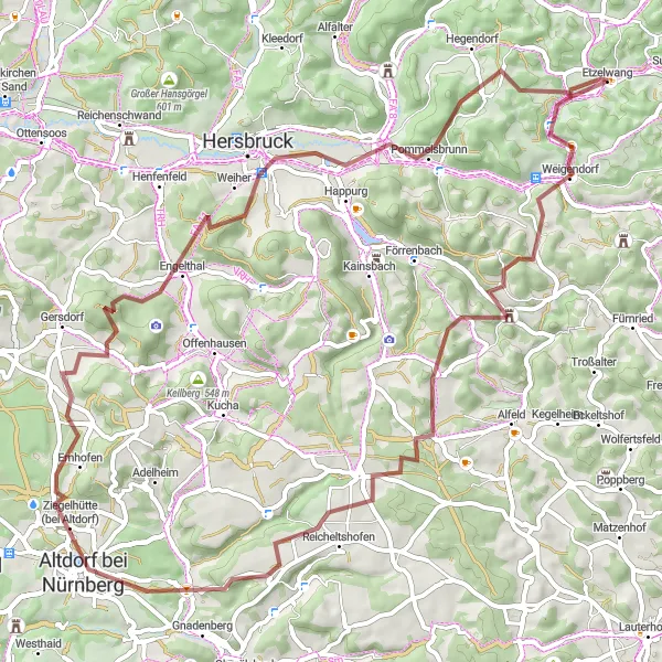 Karten-Miniaturansicht der Radinspiration "Entdeckungsreise durch Engelthal" in Oberpfalz, Germany. Erstellt vom Tarmacs.app-Routenplaner für Radtouren