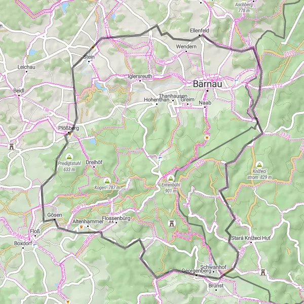 Karten-Miniaturansicht der Radinspiration "Entspannte Radtour durch idyllische Landschaft" in Oberpfalz, Germany. Erstellt vom Tarmacs.app-Routenplaner für Radtouren