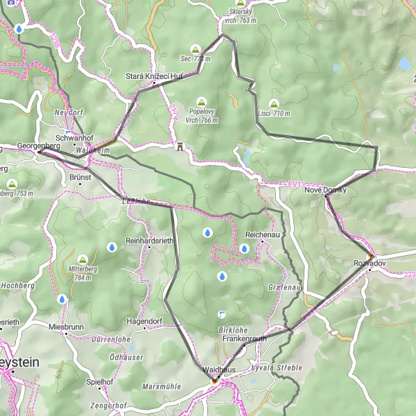 Karten-Miniaturansicht der Radinspiration "Kurze und knackige Straßenfahrt durch die Natur" in Oberpfalz, Germany. Erstellt vom Tarmacs.app-Routenplaner für Radtouren