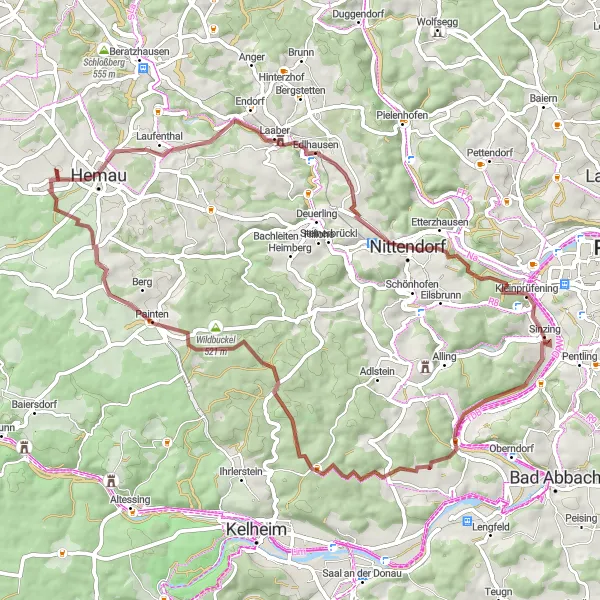 Karten-Miniaturansicht der Radinspiration "Gravel-Tour um Hemau" in Oberpfalz, Germany. Erstellt vom Tarmacs.app-Routenplaner für Radtouren