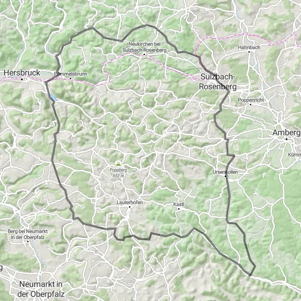 Karten-Miniaturansicht der Radinspiration "Road-Tour durch Hohenburg und Umgebung" in Oberpfalz, Germany. Erstellt vom Tarmacs.app-Routenplaner für Radtouren