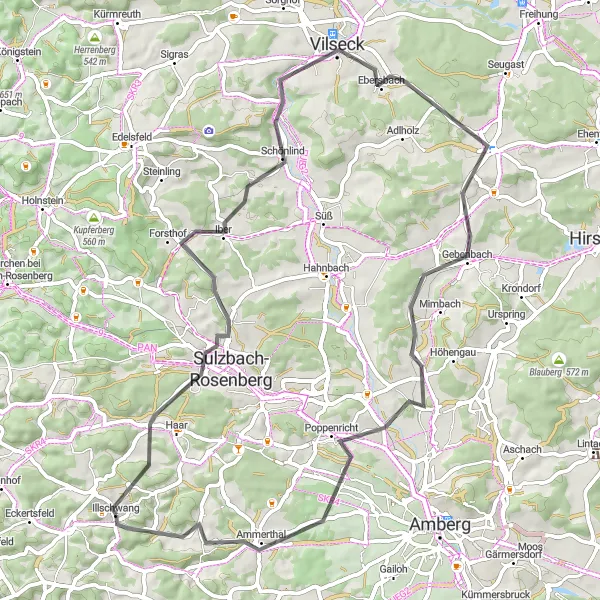 Karten-Miniaturansicht der Radinspiration "Road-Tour durch die Oberpfalz" in Oberpfalz, Germany. Erstellt vom Tarmacs.app-Routenplaner für Radtouren