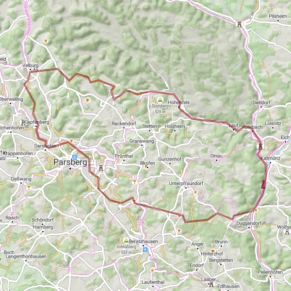 Map miniature of "Heitzenhofen - Schloss Traidendorf Adventure" cycling inspiration in Oberpfalz, Germany. Generated by Tarmacs.app cycling route planner