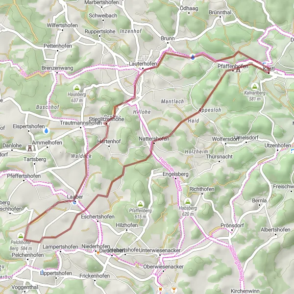 Map miniature of "The Gravel Adventure" cycling inspiration in Oberpfalz, Germany. Generated by Tarmacs.app cycling route planner