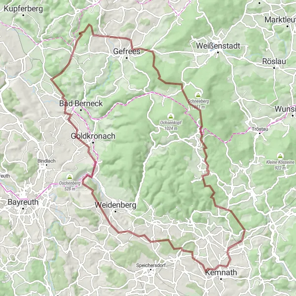 Map miniature of "Explore the Heart of Upper Palatinate" cycling inspiration in Oberpfalz, Germany. Generated by Tarmacs.app cycling route planner